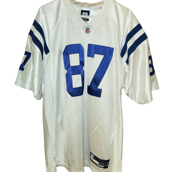 Reggie Wayne Indianapolis Colts Authentic Jersey Size 52 White Blue Stitch Sewn - Picture 1 of 8